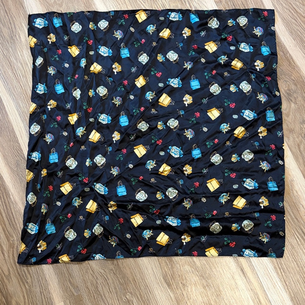 Bloomingdale's Black Scarf with Colorful Accents